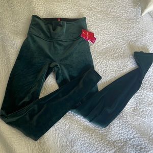 Spank green velvet leggings NWT